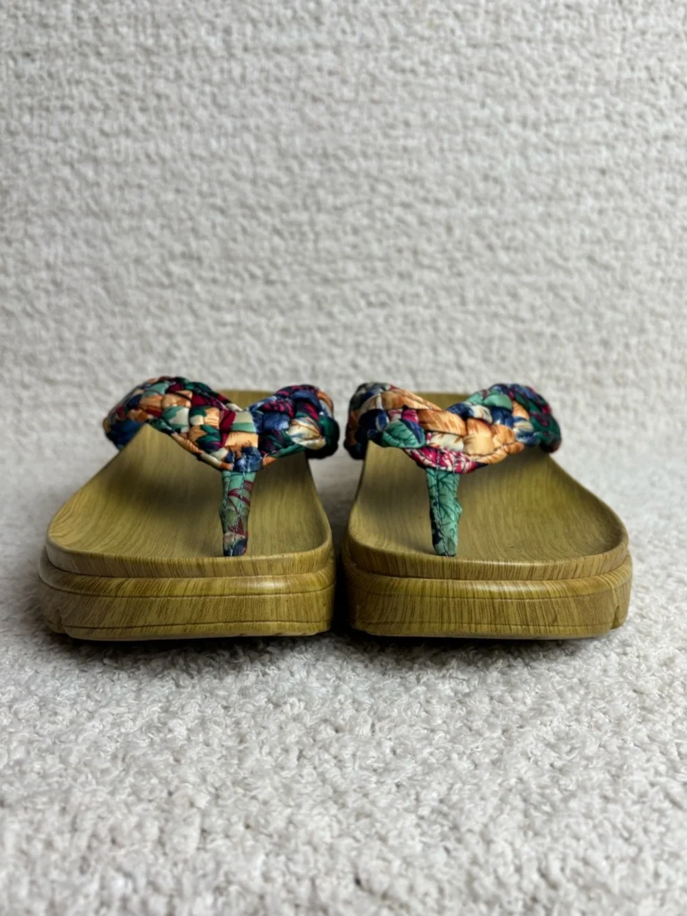 Alegria Sandals Womens‎ 38 8-8.5 Riz Multi Braided Strap Platform Woven Toe Post